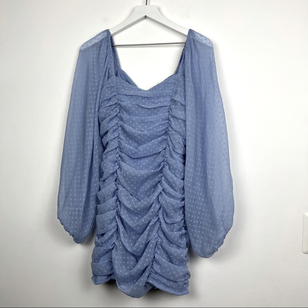 ASOS Ruched Bodycon Mini Dress With Balloon Sleeves